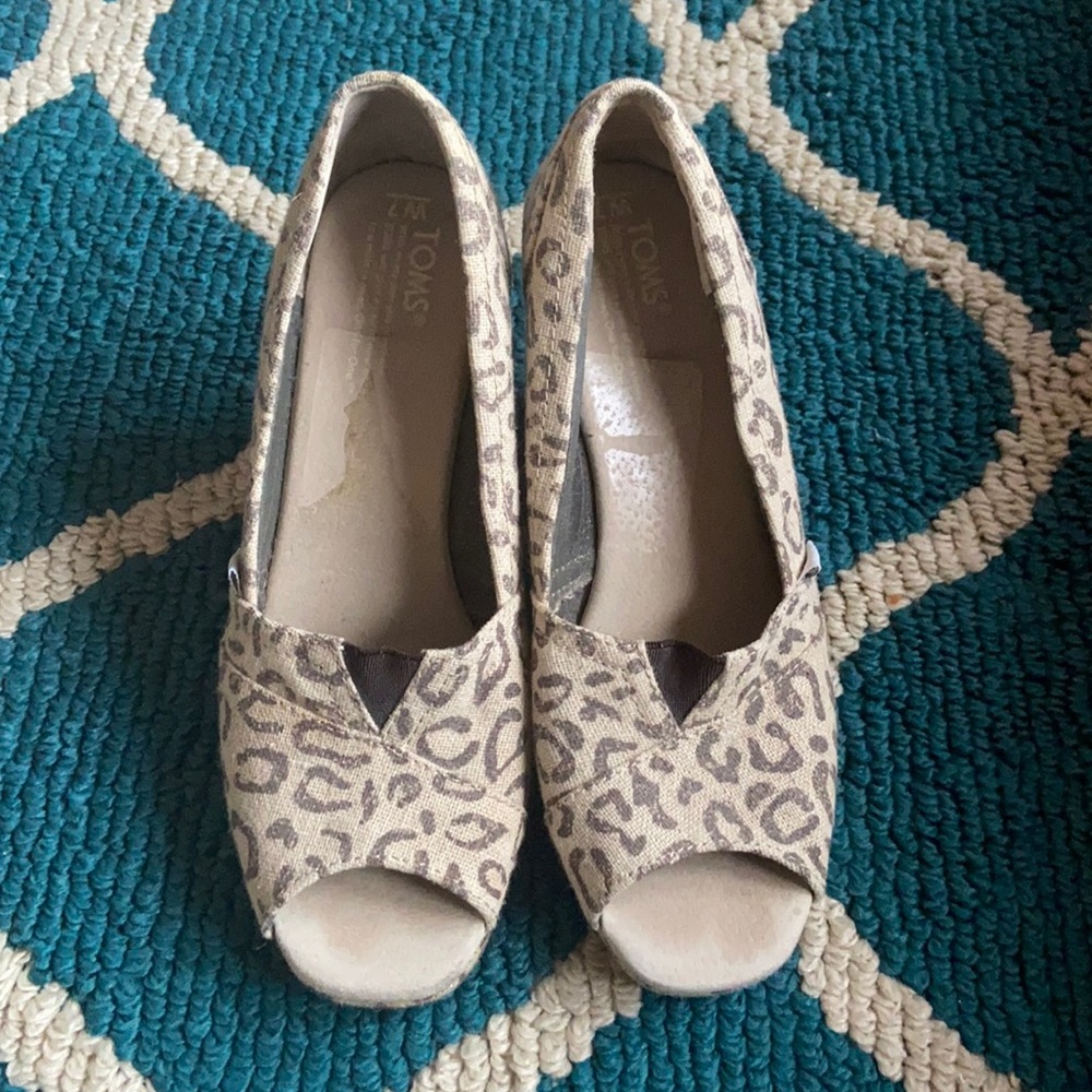 TOMS Snow Leopard Wedge Heels